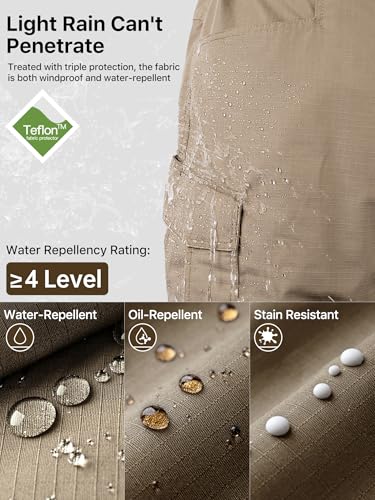 FREE SOLDIER Mens Cargo Pants Lightweight Work Pants for Men Water Resistant Tactical Pants with Pockets for Hiking Outdoor（Brown34Wx32L） - Image 4