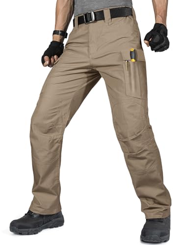 FREE SOLDIER Mens Cargo Pants Lightweight Work Pants for Men Water Resistant Tactical Pants with Pockets for Hiking Outdoor（Brown34Wx32L） - Image 1