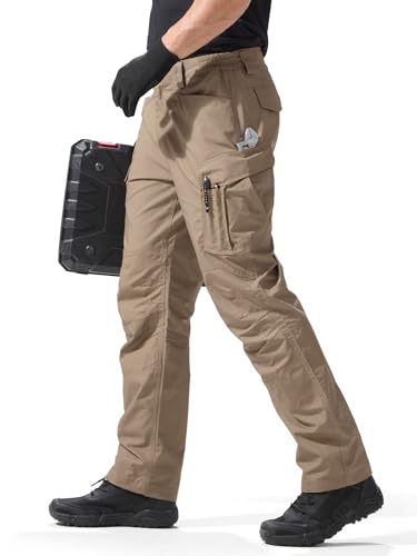 FREE SOLDIER Mens Cargo Pants Lightweight Work Pants for Men Water Resistant Tactical Pants with Pockets for Hiking Outdoor（Brown34Wx32L） - Image 2