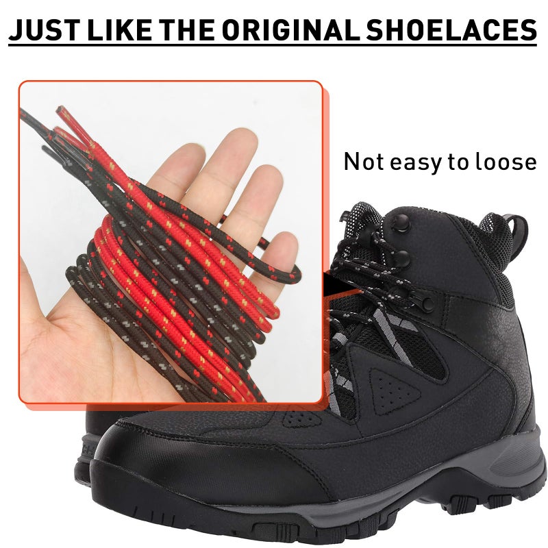 NDTEZUGT 7/32"(5mm) Round ShoeLaces for Boots, Heavy Duty Rope Shoe Laces Strings Replacement for Columbia Hiking Work Boots(Black, 54"/140cm) - Image 3