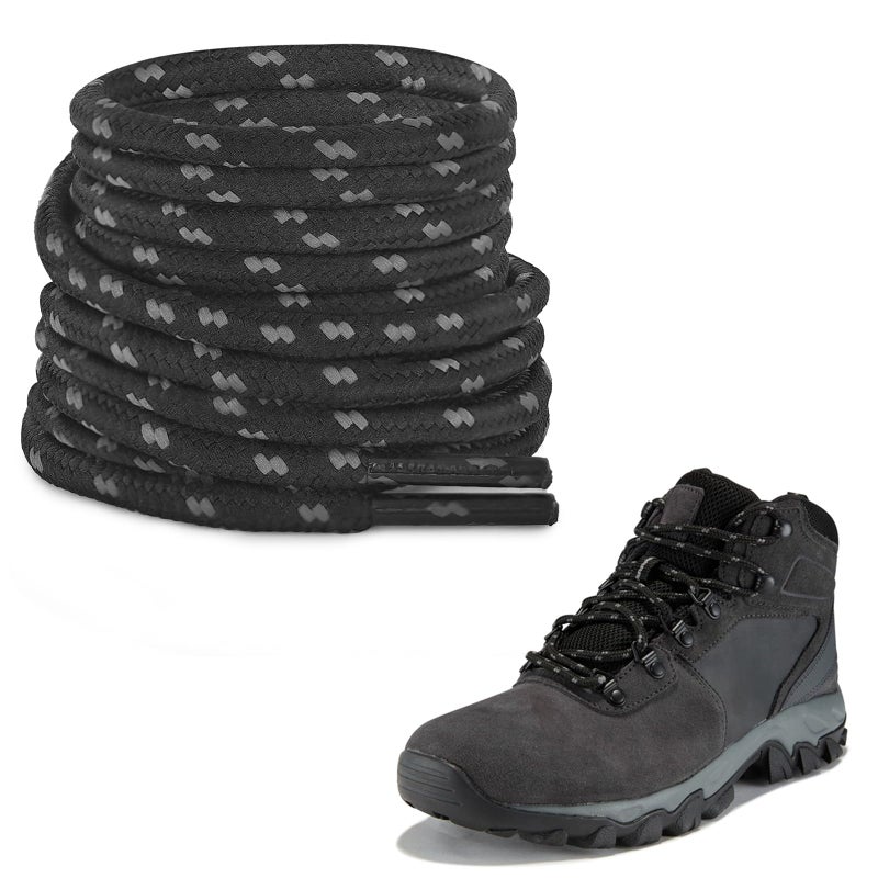 NDTEZUGT 7/32"(5mm) Round ShoeLaces for Boots, Heavy Duty Rope Shoe Laces Strings Replacement for Columbia Hiking Work Boots(Black, 54"/140cm) - Image 1