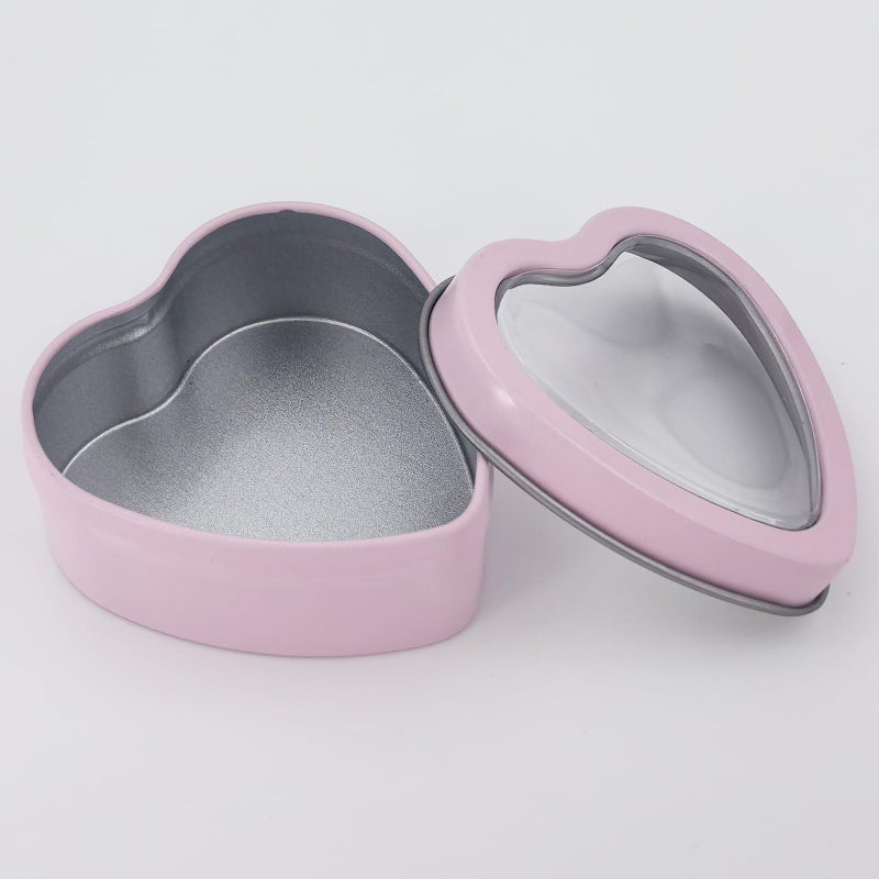 Goodma 14-Pack 2oz Empty Heart Shaped Metal Tins with Clear Window for Candle Making, Candies, Gifts & Treasures (Pink) - Image 4