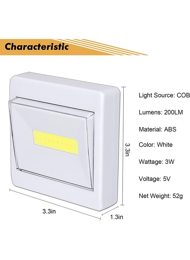 Closet Light, Super Bright, Battery Operated, Stick Anywhere, 200 LM Cob Led Lamp, Light Switch Nightlight, Tap Lights for Closet, Shed, Attic, Emergency (4 Pack) - Image 2