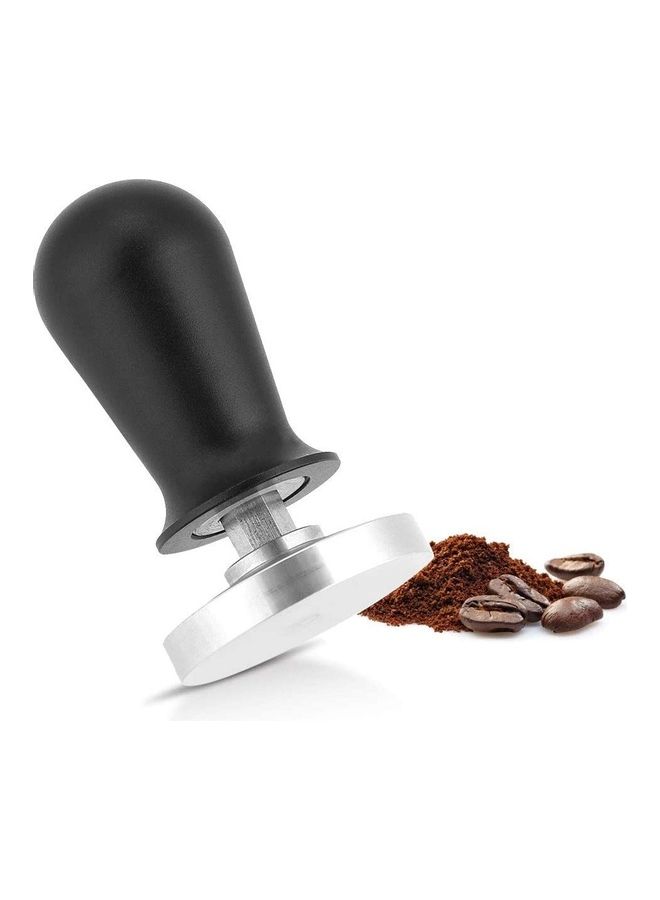 54mm Coffee Tamper with Spring Loaded Handle Silver/Black - Image 1
