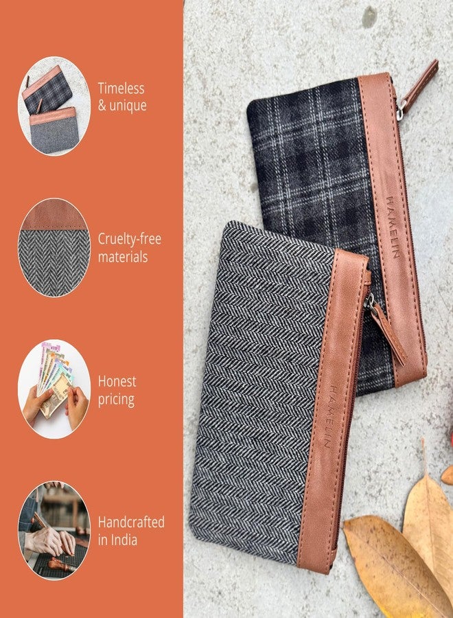 Hamelin Multi Purpose Pouch for Men & Women | Stationary Makeup Medicine Essentials Pouch Clutch Travel Organizer | Vegan Leather Purse | Ideal Women's Gift | Slate Grey | Pack of 2 - Image 5
