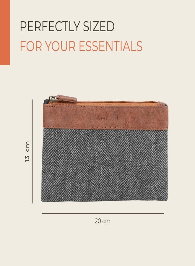 Hamelin Multi Purpose Pouch for Men & Women | Stationary Makeup Medicine Essentials Pouch Clutch Travel Organizer | Vegan Leather Purse | Ideal Women's Gift | Slate Grey | Pack of 2 - Image 2