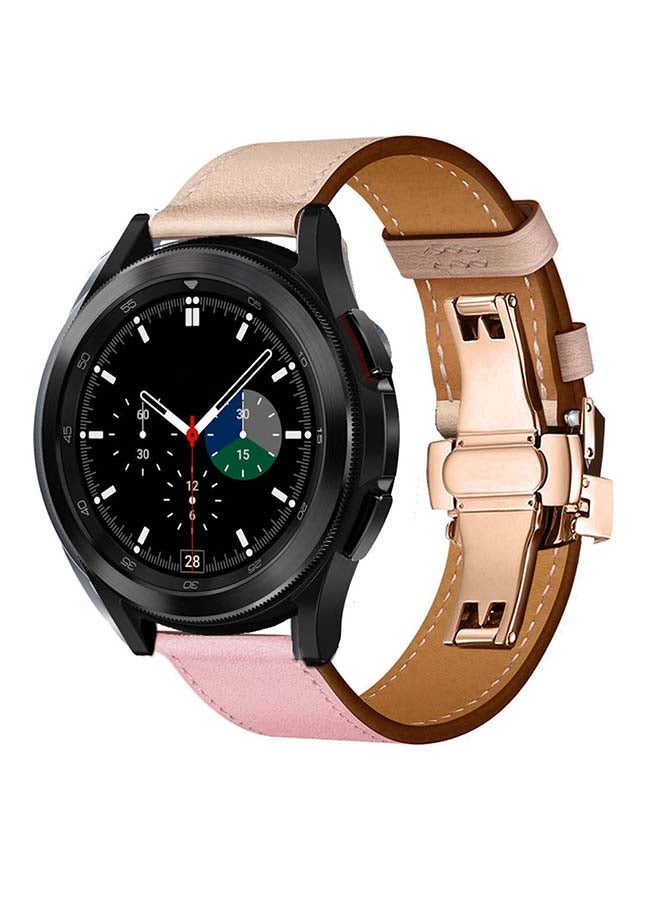 بيرفيي سوار بديل من الجلد الطبيعي لساعة سامسونج جالاكسي 4 مقاس 42/46 مم وردي - Image 2