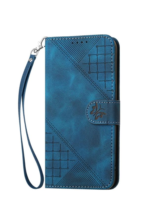 S-TOP Case For Samsung Galaxy S25 Ultra 5G YX0080 Grid Butterfly Embossed Pattern Flip Leather Phone Case with Lanyard - Image 2