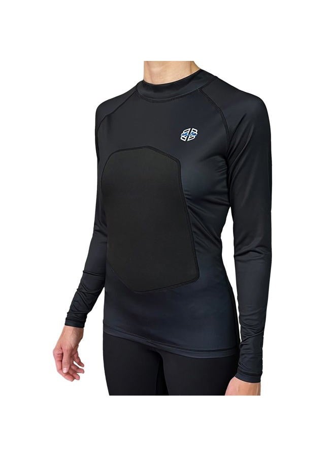 Ribby SPF 30+ Padded Rash Guard for Surfing, Boogie, Scuba Black, Black, L - Image 2