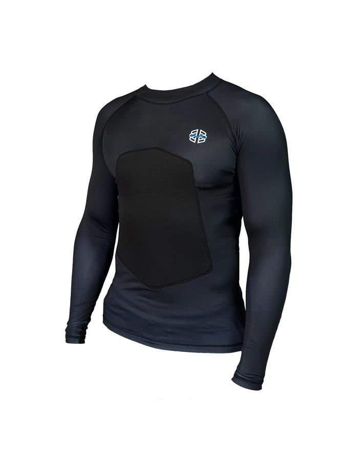 Ribby SPF 30+ Padded Rash Guard for Surfing, Boogie, Scuba Black, Black, L - Image 4