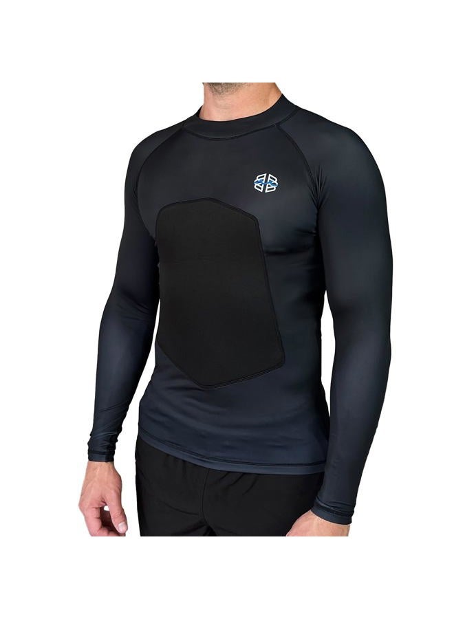 Ribby SPF 30+ Padded Rash Guard for Surfing, Boogie, Scuba Black, Black, L - Image 1