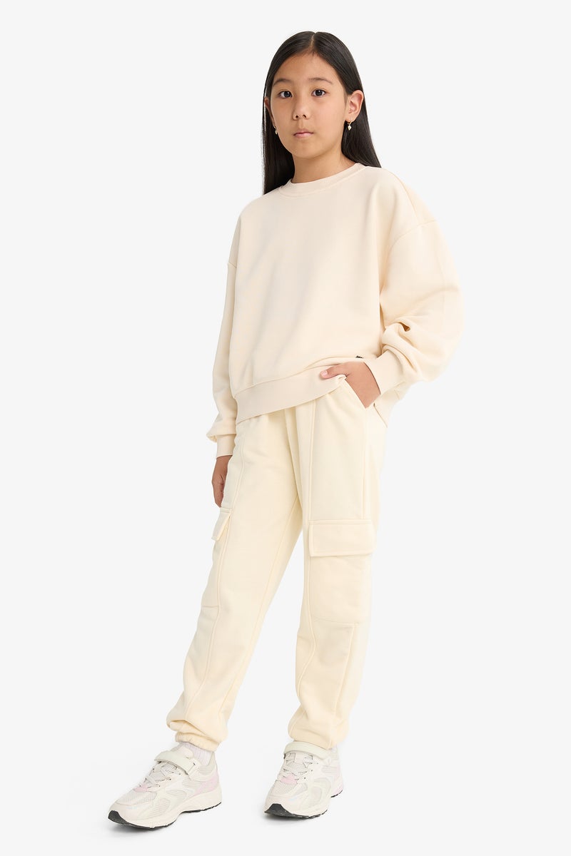 DeFacto Beige Girl Girl Elastic Waist Cargo Jogger Sweatpants Casual - Image 1