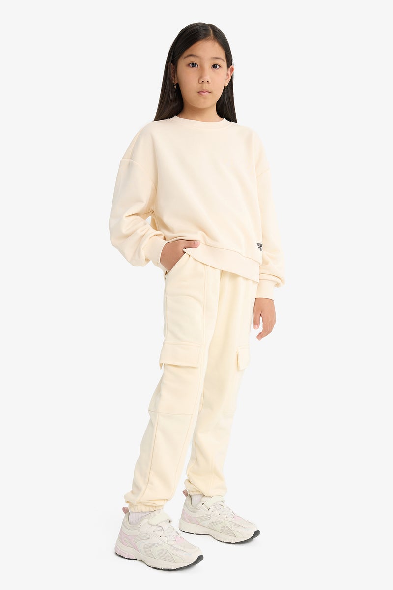 DeFacto Beige Girl Girl Elastic Waist Cargo Jogger Sweatpants Casual - Image 2