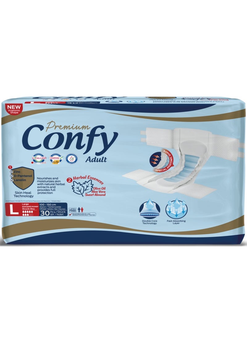 Confy Premium Confy Adult Disposable Diapers LARGE 100 - 150cm 30 pcs  - Image 1