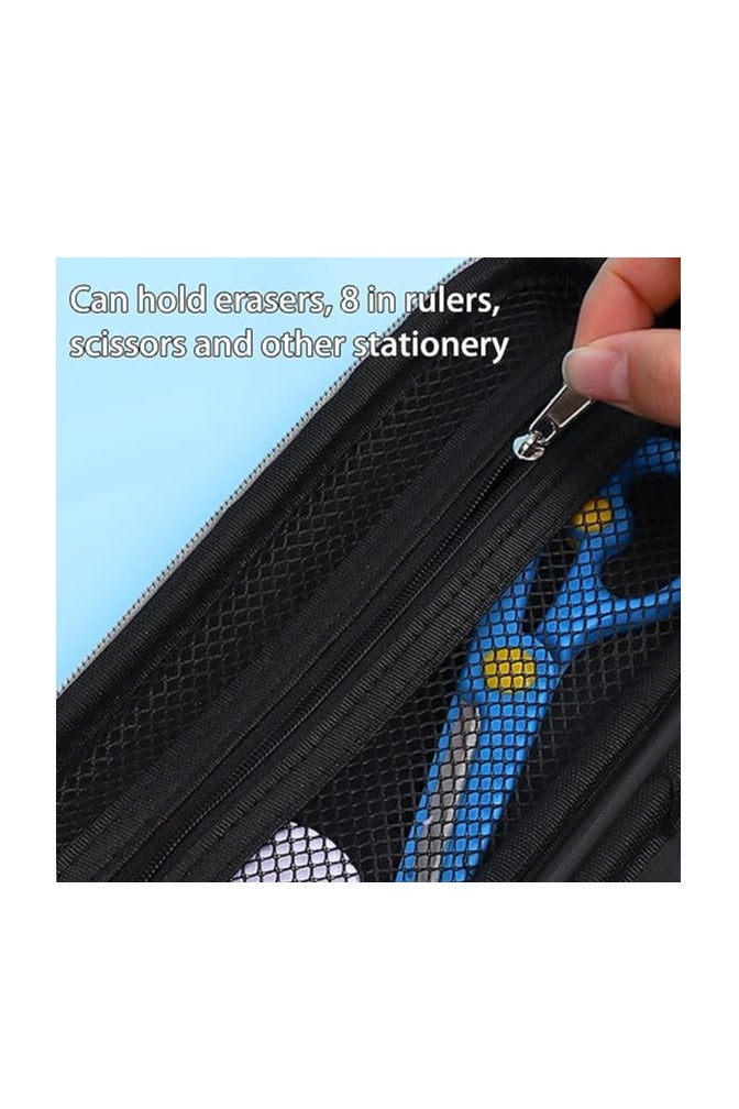 SHOWDAY Large Pencil Case Big Capacity 3 Compartments Canvas Pencil Pouch for Teen Boys Girls School Students Big Capacity Pencil Case Large Storage Pencil Bag for Adults Office (6676-Blue)  - Image 3
