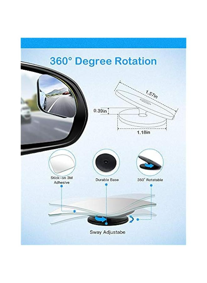 Generic 360 Degree Adjustable Frameless Convex Rear View Mirror for Cars, Vans, SUVs, and Trucks - Set of 2 Blind Spot Mirrors with HD Glass Fan Shape.  - Image 2