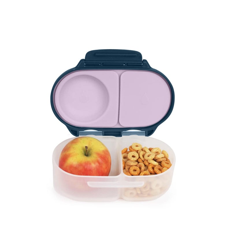 b.box Snack Box for Kids & Toddlers: 2 Compartment Snack Containers, Mini Bento Box, Lunch Box. Leak Proof, BPA free, Dishwasher safe. School Supplies. Ages 4 months+ (Indigo Rose, 12oz capacity) - Image 1