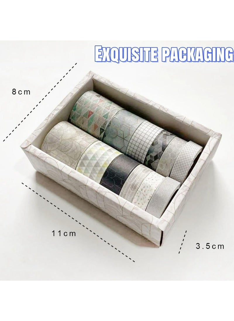 CMGTYYD - 12-Pack Modern Arts & Crafts Decorative Tapes Set, Variety of Widths 1cm, 1.5cm, 2cm, 3cm for Scrapbooking, DIY Crafts, Kids' Projects, Wrapping, Journaling, 3M Each Roll (Blue) - Image 1