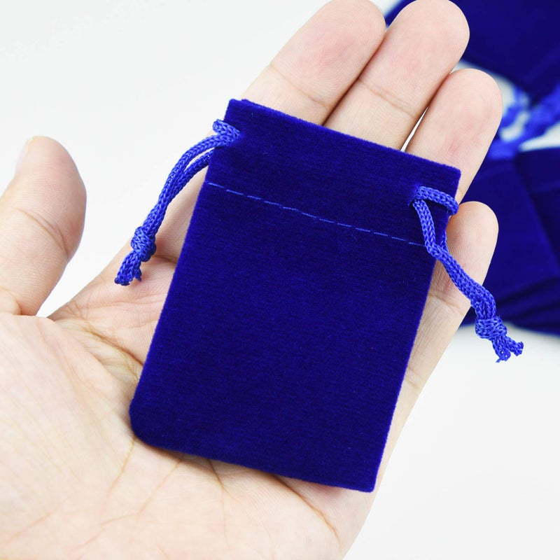 Nydotd 100pcs 2 X 2.8 inch Velvet Cloth Jewelry Pouches Velvet Drawstring Bags Christmas Candy Gift Bag Pouch for Wedding Favors Gifts, Event Supplies Party Favors (Royal Blue) - Image 5