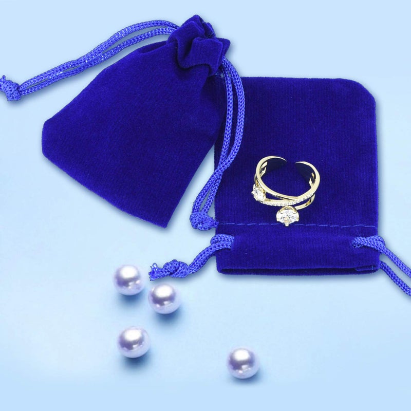 Nydotd 100pcs 2 X 2.8 inch Velvet Cloth Jewelry Pouches Velvet Drawstring Bags Christmas Candy Gift Bag Pouch for Wedding Favors Gifts, Event Supplies Party Favors (Royal Blue) - Image 3