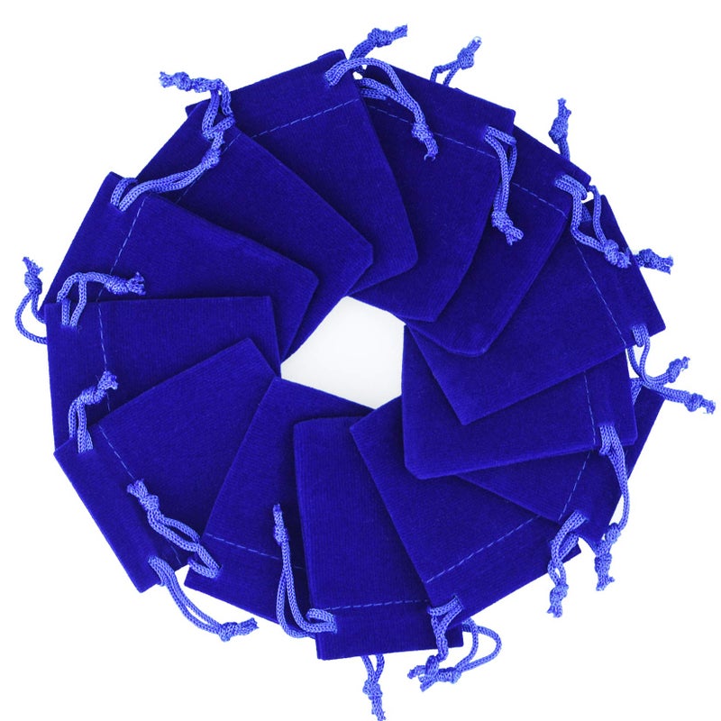 Nydotd 100pcs 2 X 2.8 inch Velvet Cloth Jewelry Pouches Velvet Drawstring Bags Christmas Candy Gift Bag Pouch for Wedding Favors Gifts, Event Supplies Party Favors (Royal Blue) - Image 4