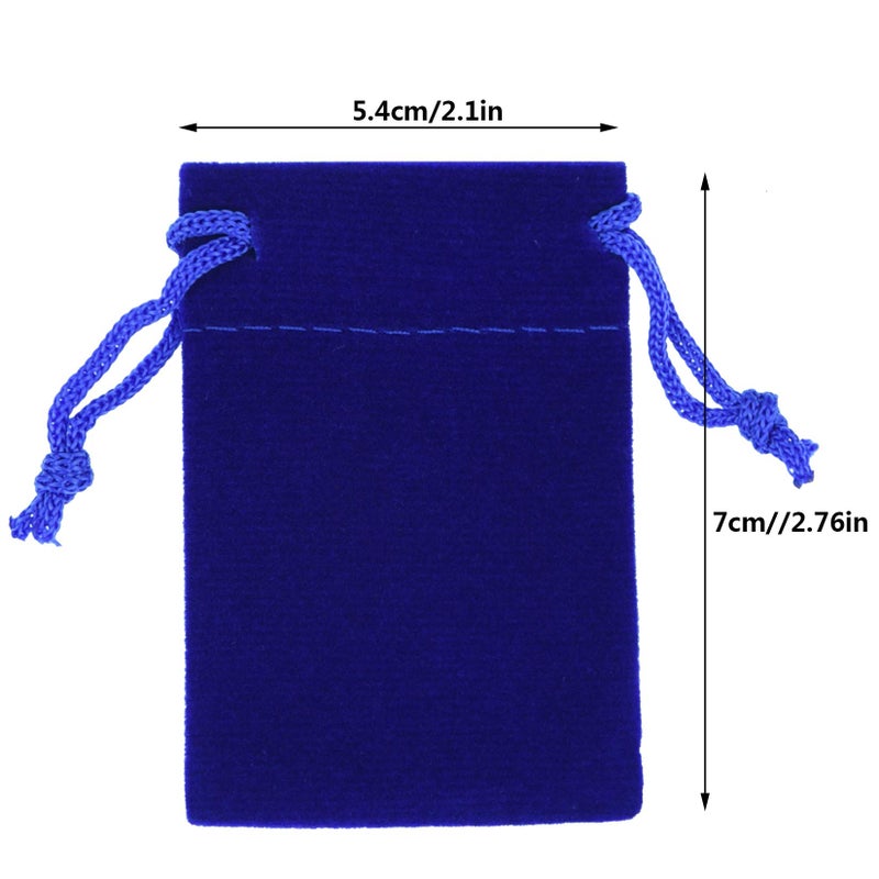 Nydotd 100pcs 2 X 2.8 inch Velvet Cloth Jewelry Pouches Velvet Drawstring Bags Christmas Candy Gift Bag Pouch for Wedding Favors Gifts, Event Supplies Party Favors (Royal Blue) - Image 2