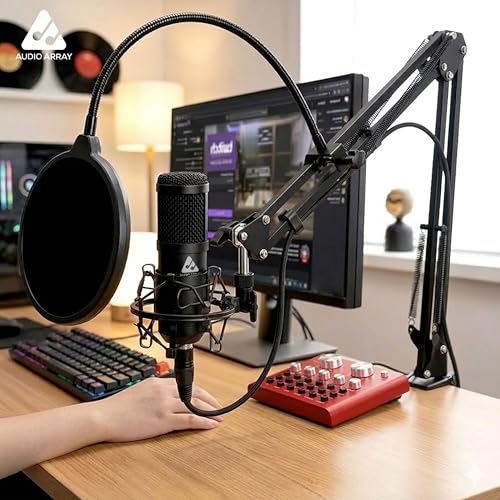 Audio Array Singing Bundle | Condenser Mic with Boom Arm & Sound Card V8 | Voice Effects, Reverb, Bluetooth | Ideal for Podcasting, Karaoke, Live Streaming, YouTube & Singing - GB-03 - Image 2