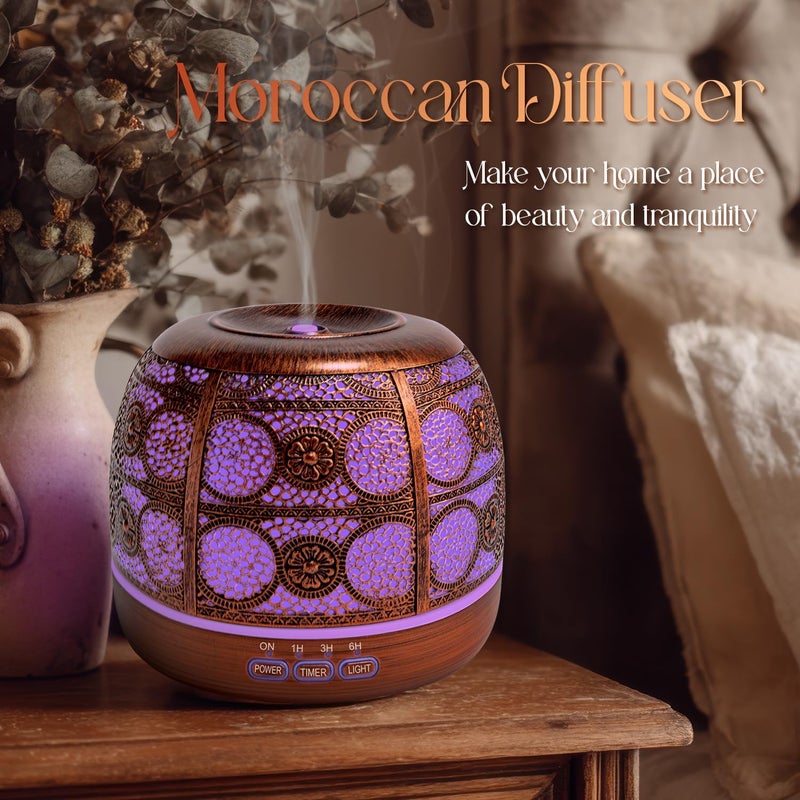 ARVIDSSON 500ml Essential Oil Diffuser, Metal Diffusers for Essential Oils, Aromatherapy Diffuser with Color Changing Light & Mist Timer, Ultrasonic Diffusers for Home, Gift for Women - Image 3