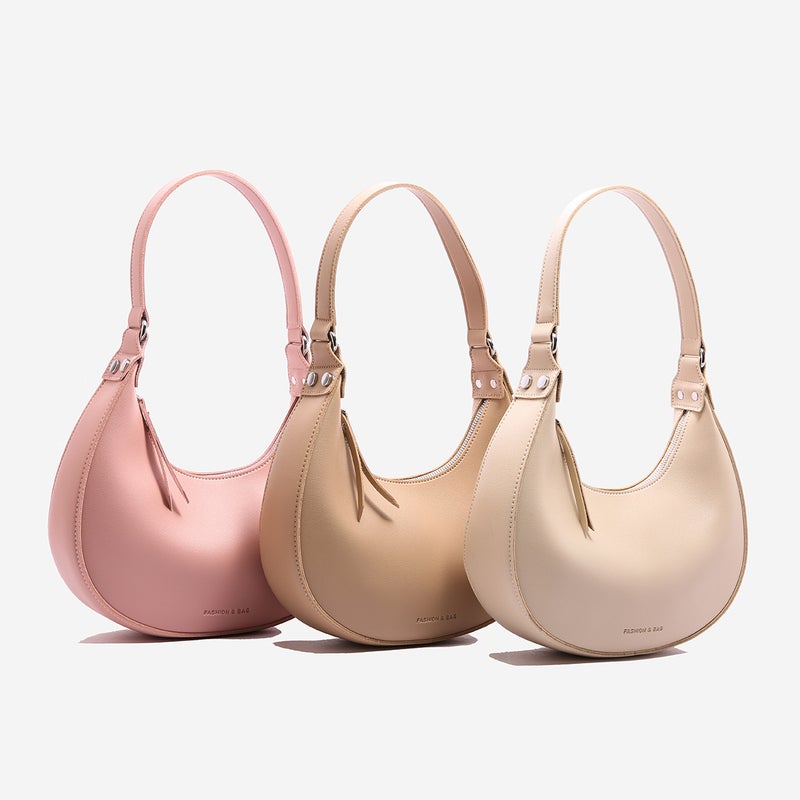 Spring Women's PU Solid Color Half-Moon Shoulder Crossbody Bag - Image 5