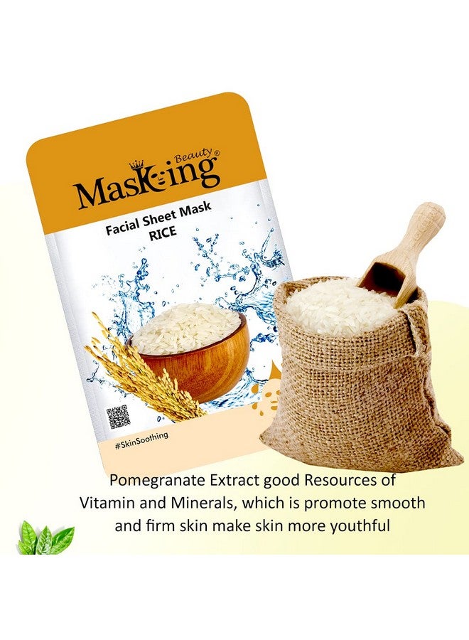 MasKing Beauty Facial Sheet Mask of Rice (20g) & Bamboo Facial Sheet Mask of Algae & Pearl (20g) Ideal for Women & Men (Combo Pack of 2) - Image 2