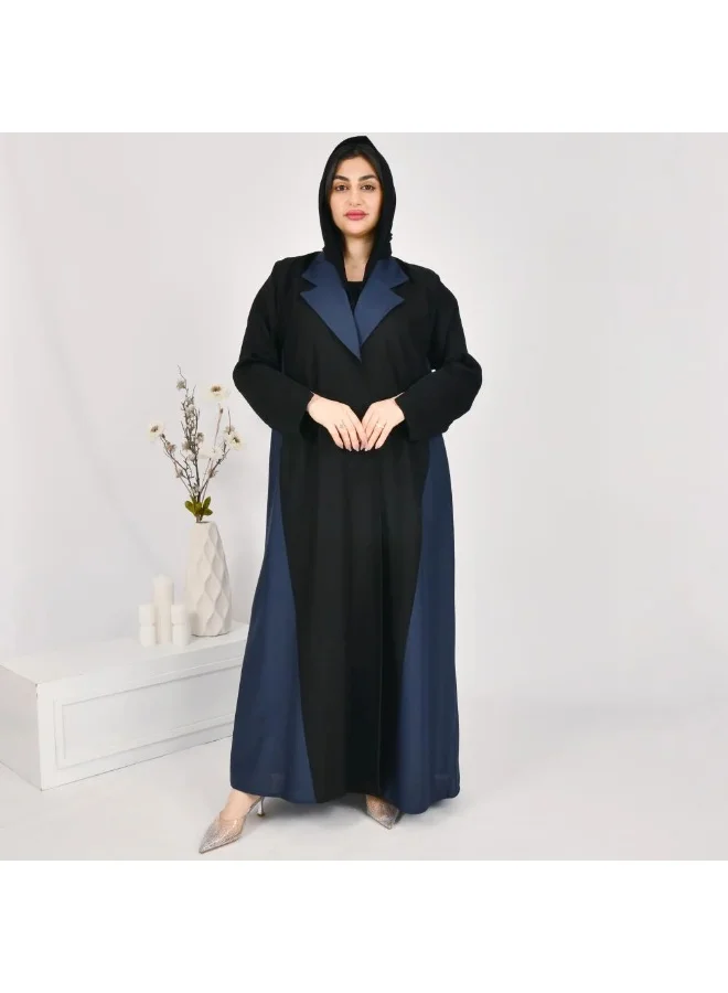 عبايات لمحة عباية لف بليزر كلوش بتداخل اللون الاسود مع الكحلي