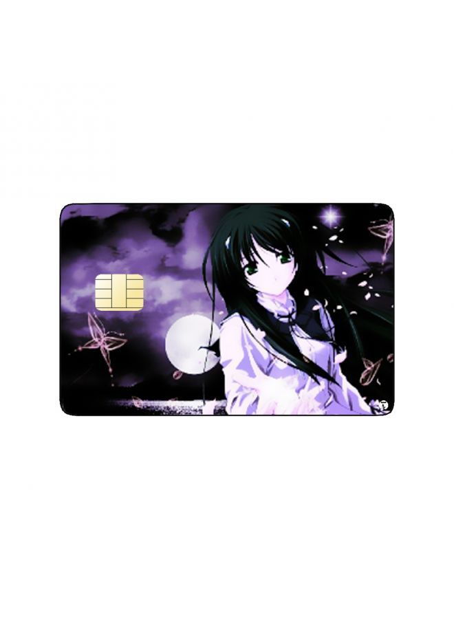 RKN PRINTED BANK CARD STICKER Cute Anime Girl With Moon - Image 1