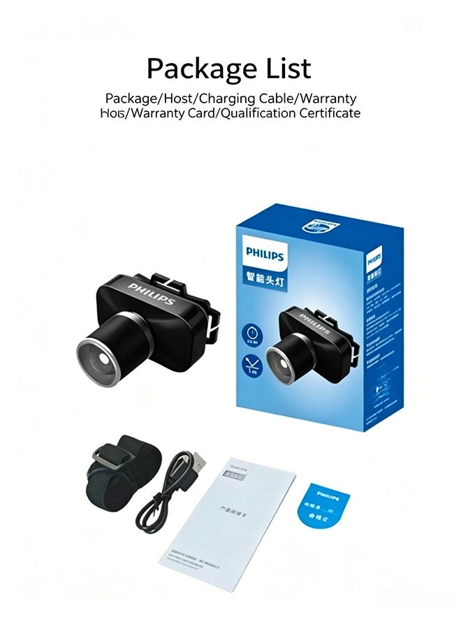 Philips LED Philips SFL3347RH/93 Inductive Headlamp - High-intensity Zoom Night Fishing Lamp - Rechargeable Head-mounted Working Mining Lamp - Image 2