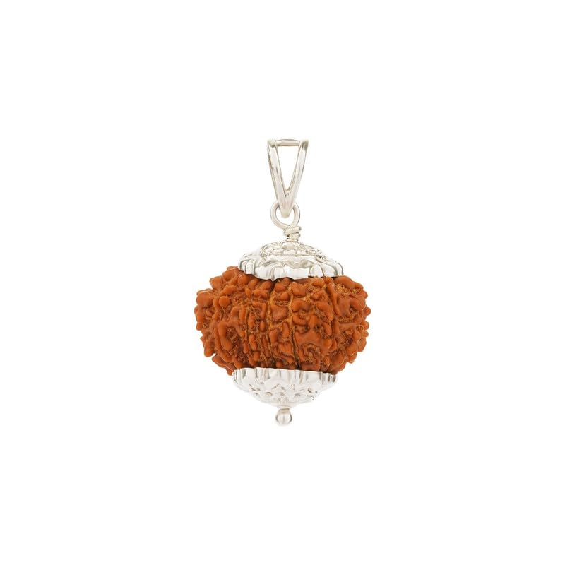 Gemsmantra 13 Mukhi Rudraksha Bead With Pendant in 92.5 Sterling Silver |Medium Size | Original Nepali | Natural and Lab Certified | Represents Lord Indra & Lord Kamadeva, Creativity & Success For Men & Women - Image 3