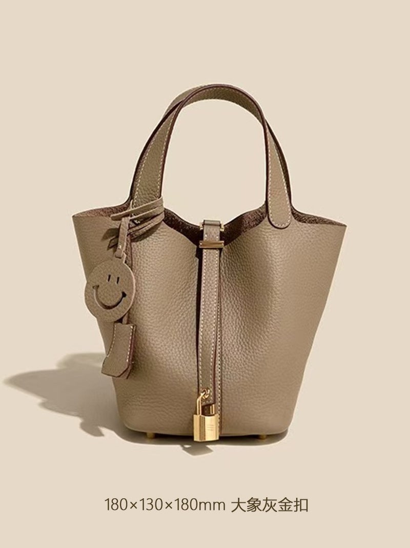 Bags For 2025, First Layer Cowhide Bucket Bag, Handheld Mommy Bag, Genuine Leather Tote Bag, Large Capacity Women'S Bag - Image 3