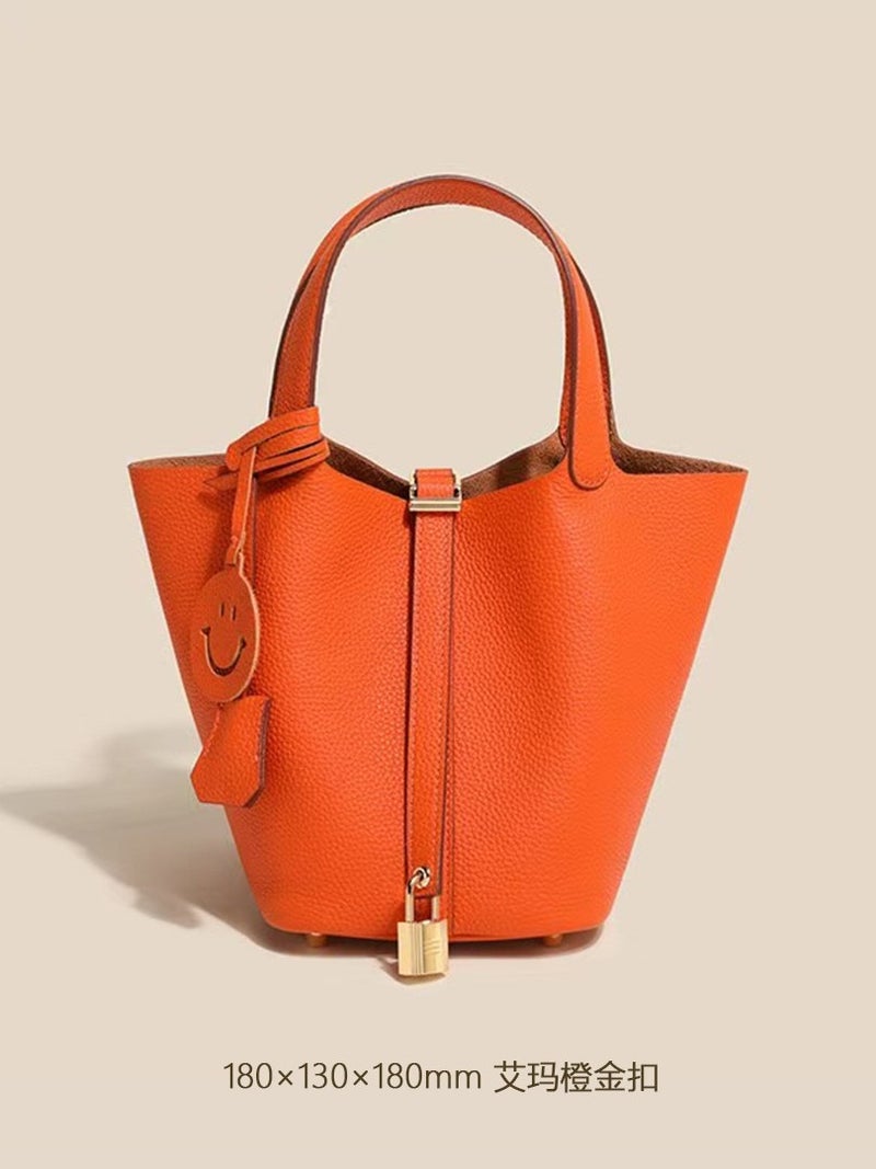 Bags For 2025, First Layer Cowhide Bucket Bag, Handheld Mommy Bag, Genuine Leather Tote Bag, Large Capacity Women'S Bag - Image 4