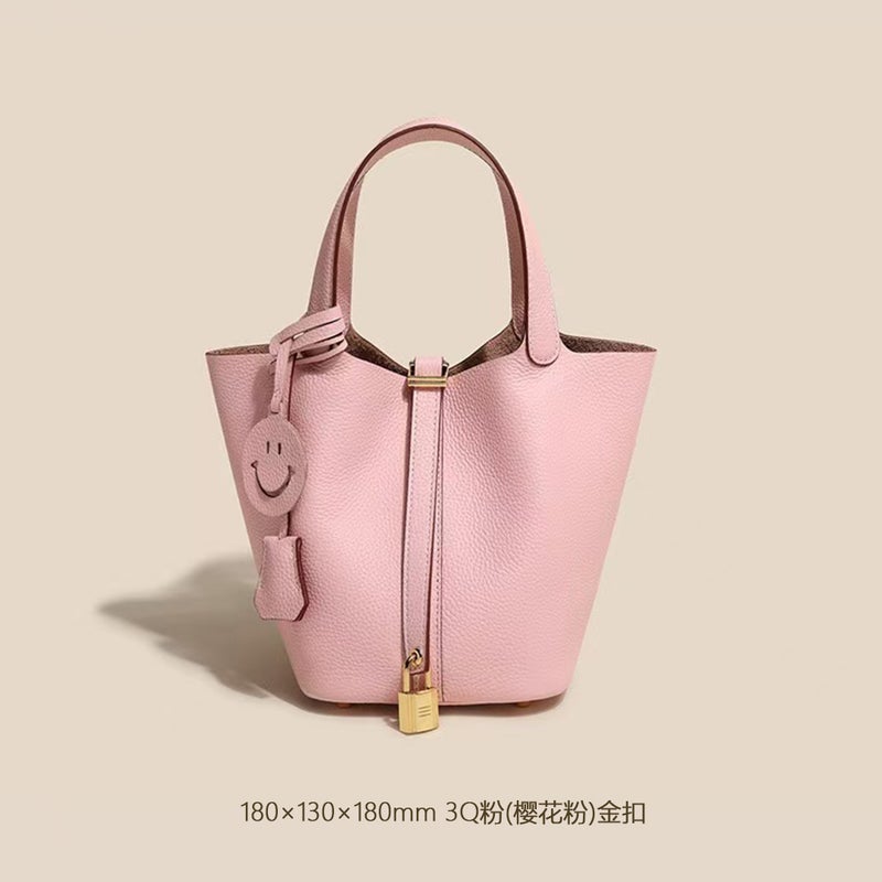 Bags For 2025, First Layer Cowhide Bucket Bag, Handheld Mommy Bag, Genuine Leather Tote Bag, Large Capacity Women'S Bag - Image 1