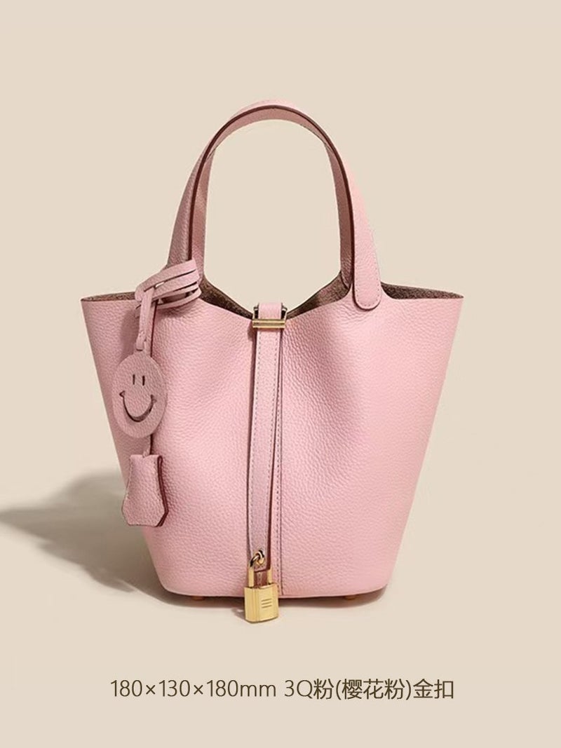 Bags For 2025, First Layer Cowhide Bucket Bag, Handheld Mommy Bag, Genuine Leather Tote Bag, Large Capacity Women'S Bag - Image 5