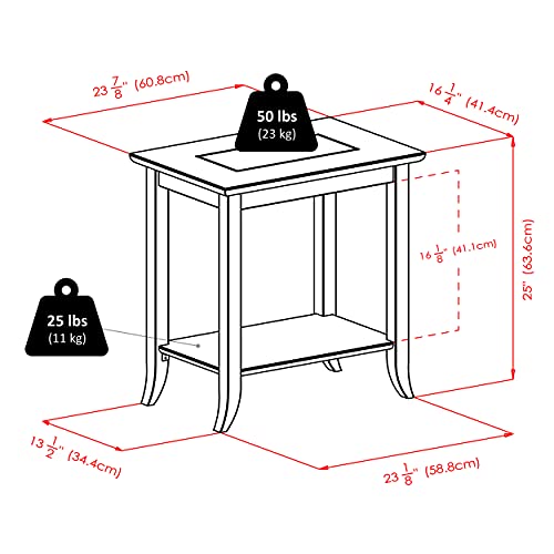 Winsome Genoa 25.04 x 23.94 x 16.3-Inch Composite Wood End Table with Glass Top, Dark Brown (92419) - Image 3