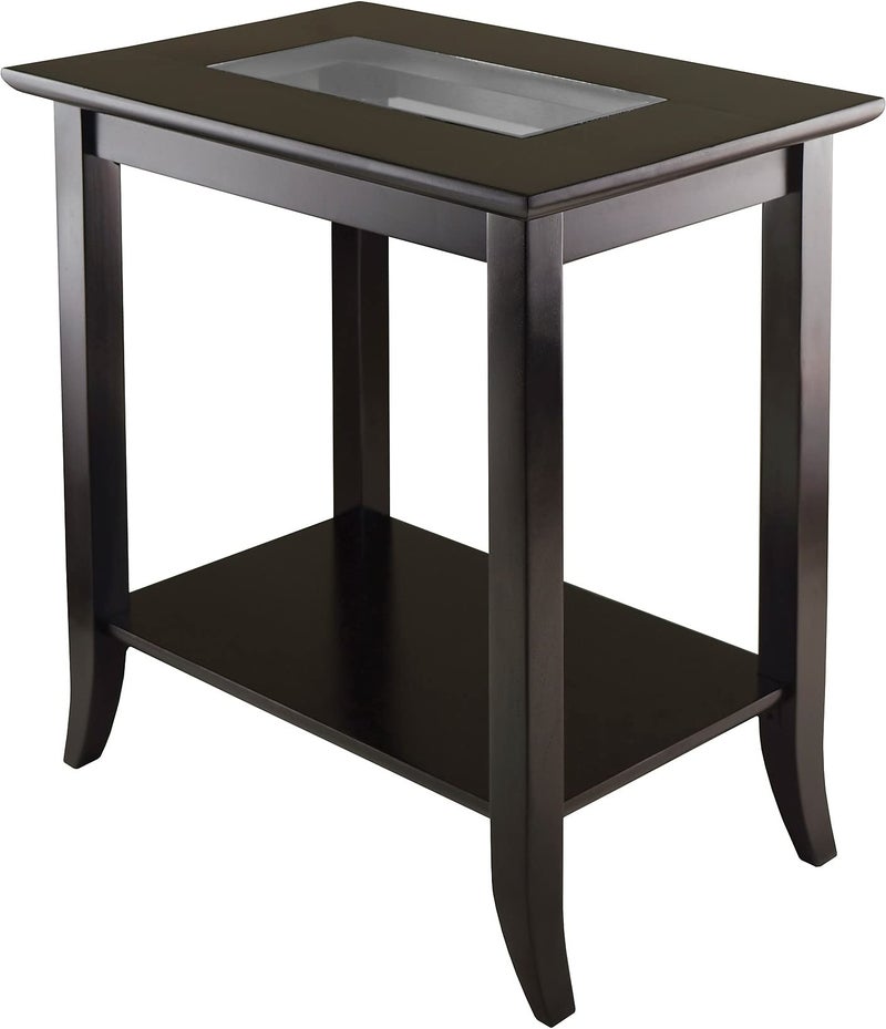 Winsome Genoa 25.04 x 23.94 x 16.3-Inch Composite Wood End Table with Glass Top, Dark Brown (92419) - Image 4