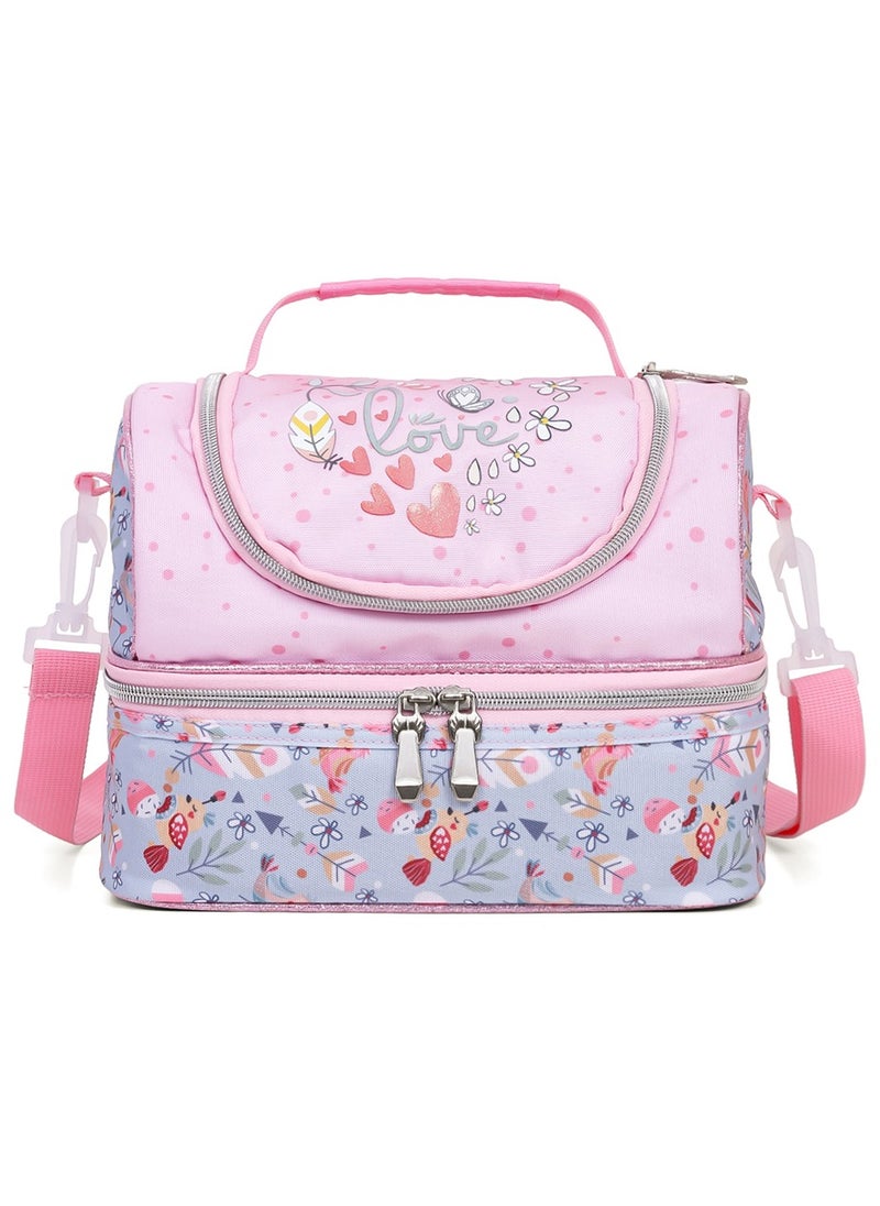 Eazy Kids - Dual Compartment Lunch Bag Love - Pink - Image 1