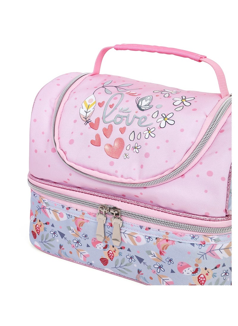 Eazy Kids - Dual Compartment Lunch Bag Love - Pink - Image 1