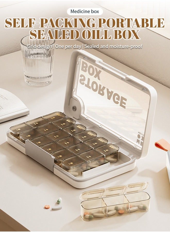 Pill Organizer, Portable Travel Pill Box 7 Day, Independent Compartments, Easy Storage and Access Pills
