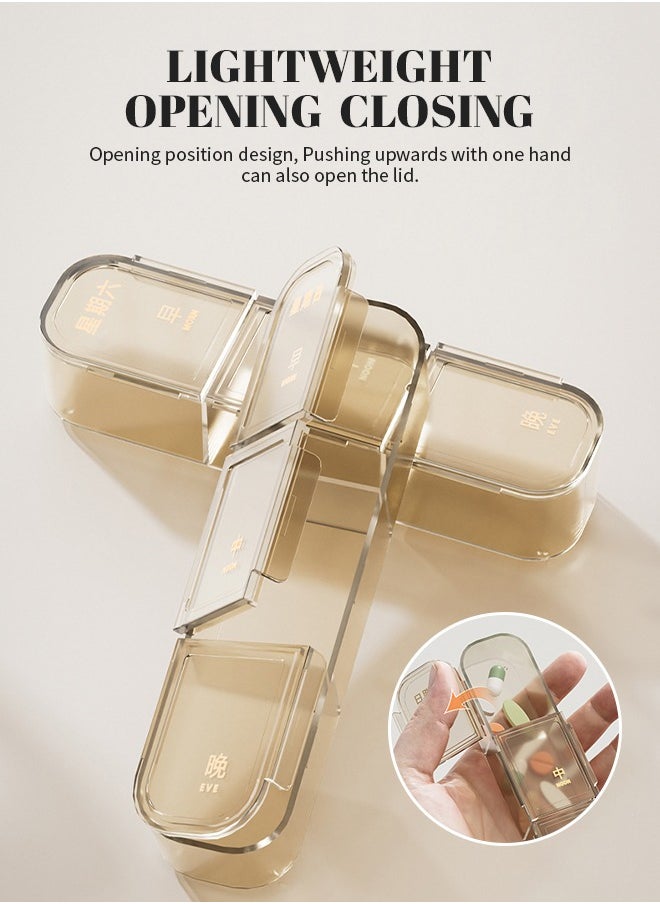 Pill Organizer, Portable Travel Pill Box 7 Day, Independent Compartments, Easy Storage and Access Pills