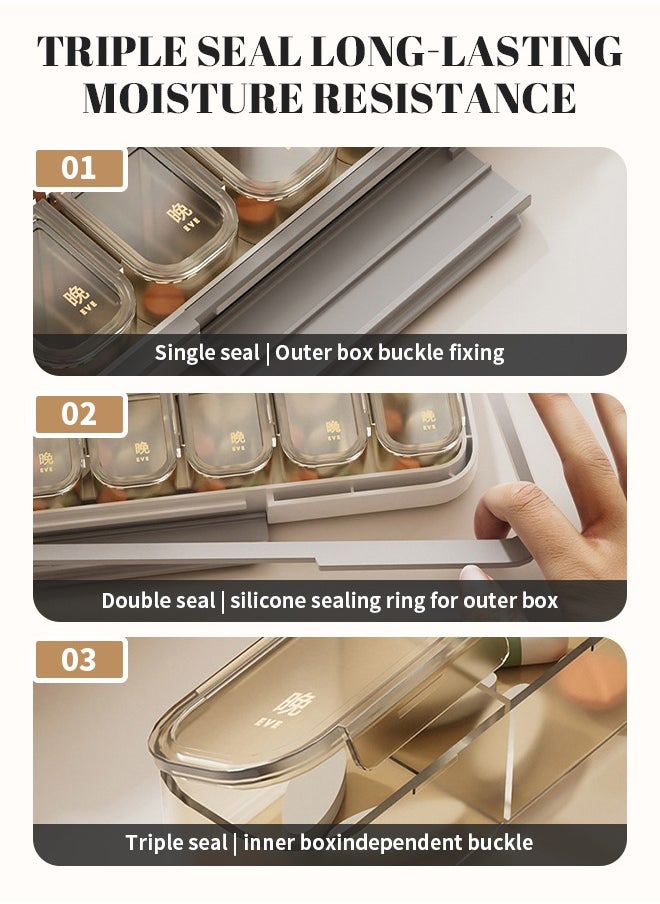 Pill Organizer, Portable Travel Pill Box 7 Day, Independent Compartments, Easy Storage and Access Pills