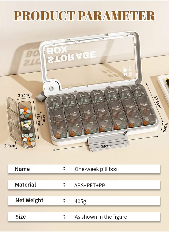 Pill Organizer, Portable Travel Pill Box 7 Day, Independent Compartments, Easy Storage and Access Pills