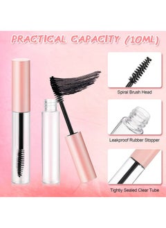 Maitys 30 Pieces 10 ml Empty Mascara Tubes Eyelash Wand Refillable Clear Bottles Cream Container with 4 Pieces Transparent Funnels Transferring Castor Oil for DIY Cosmetics (Pink)  - Image 2