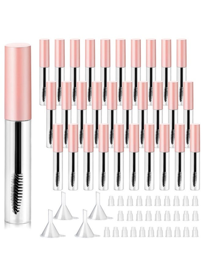 Maitys - 30 Pieces 10 ml Empty Mascara Tubes Eyelash Wand Refillable Clear Bottles Cream Container with 4 Pieces Transparent Funnels Transferring Castor Oil for DIY Cosmetics (Pink) - Image 1
