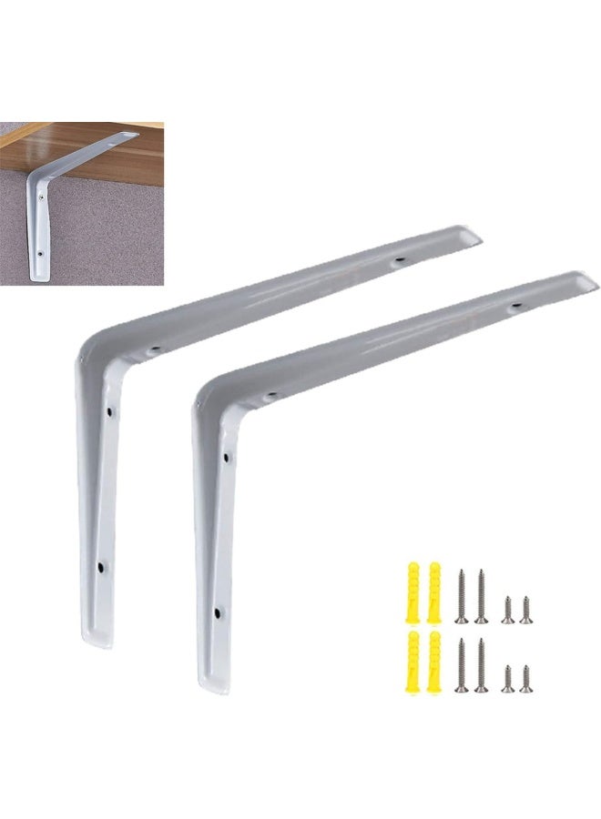 ROBUSTLINE Pack Of 2 Shelf Bracket 10 Inch x 12 Inch Silver Heavy Duty For Shelf And Table 