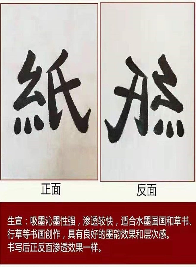 MEGREZ Roll Pack Xuan Paper Thicken Calligraphy Xuan Paper Sumi Paper for Practice Chinese Japanese, 35cm x 20m(13.8in x 65.6ft), Sheng(Raw) Xuan Paper, White - Image 2
